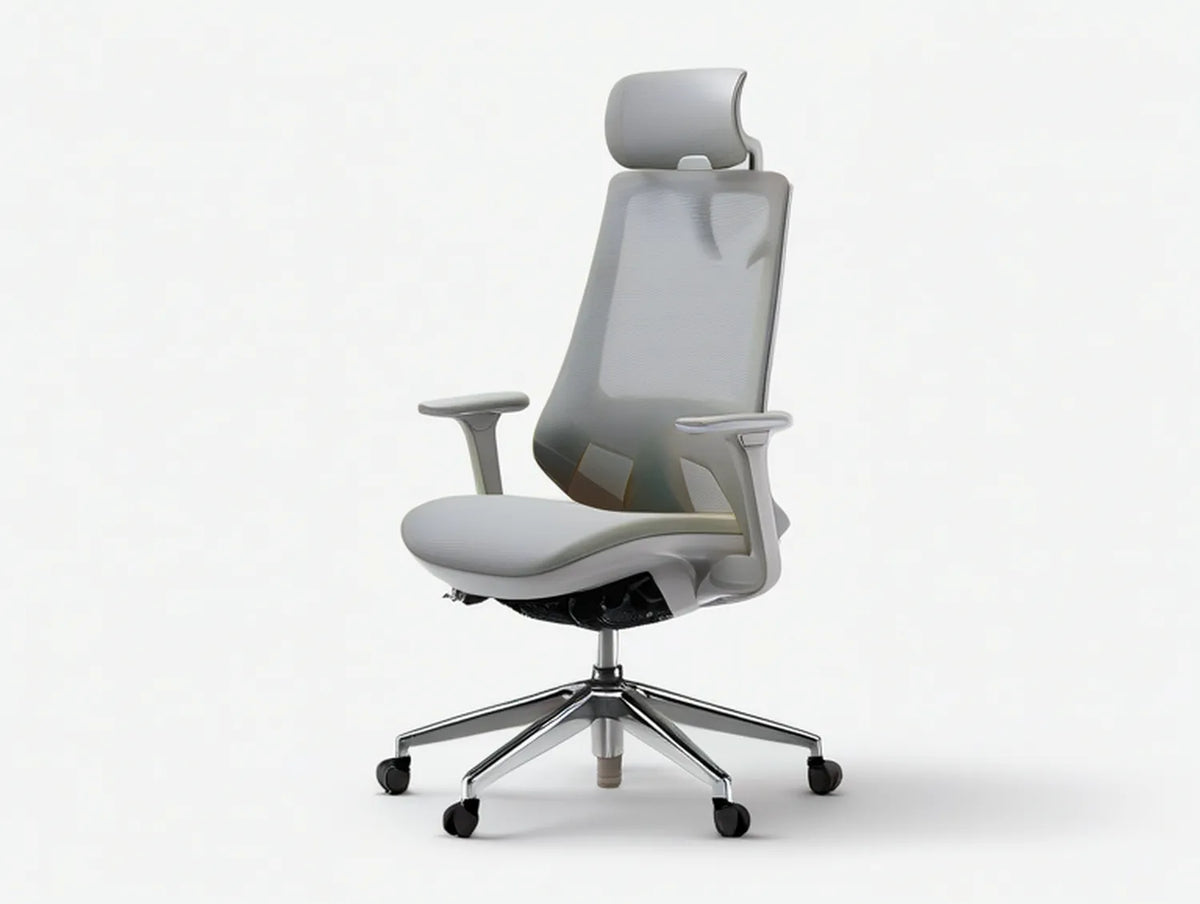Gray Ergonomic Mesh Office Chair with Adjustable Headrest, 27.6 in W x 27.6 in D x 45.3-49.2 in H