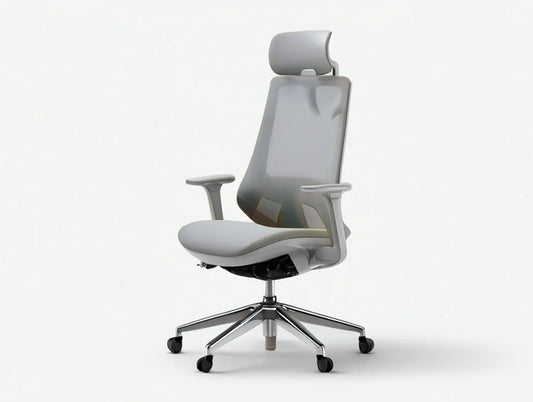 Gray Ergonomic Mesh Office Chair with Adjustable Headrest, 27.6 in W x 27.6 in D x 45.3-49.2 in H